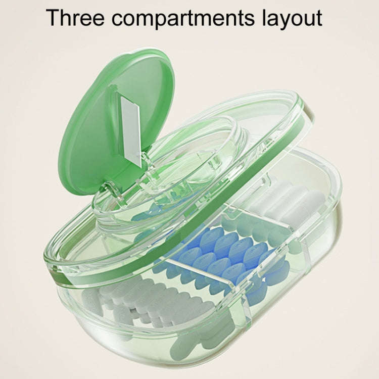 Portable Compartment Sealed Medicine Organizer Large Capacity Pill Dispenser(Transparent Gray)
