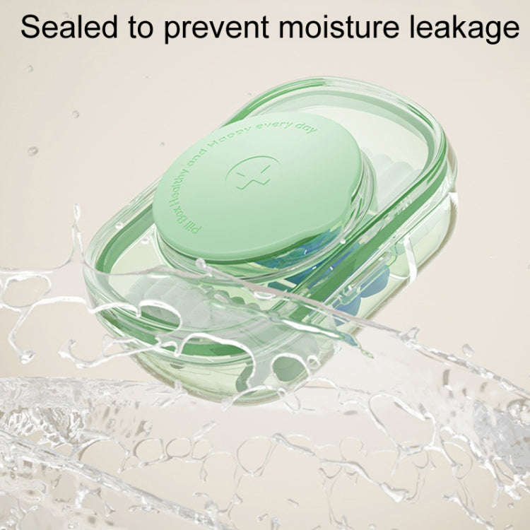 Portable Compartment Sealed Medicine Organizer Large Capacity Pill Dispenser(Green)