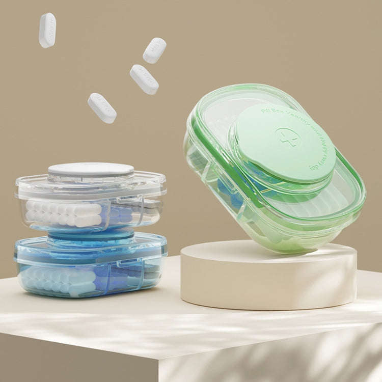 Portable Compartment Sealed Medicine Organizer Large Capacity Pill Dispenser(Transparent Blue)