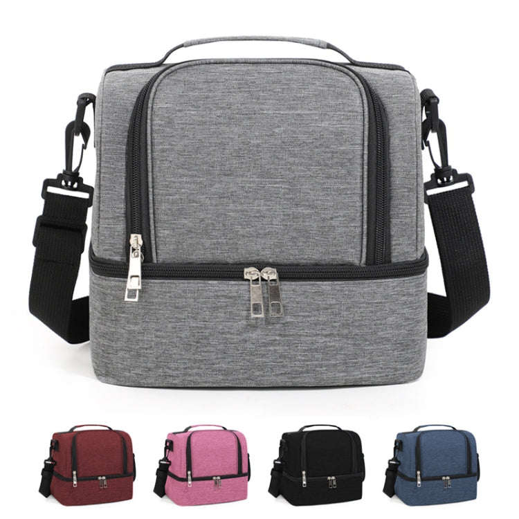 Double-Layer Outdoor Fresh Cooler Bag Mommy Bottle Bag Portable Lunch Insulated Bag(Wine Red)