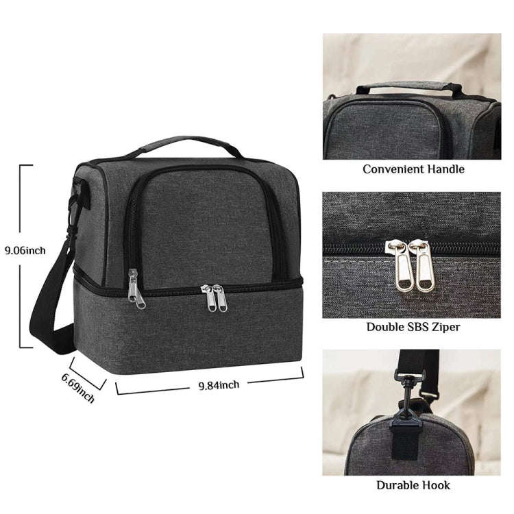 Double-Layer Outdoor Fresh Cooler Bag Mommy Bottle Bag Portable Lunch Insulated Bag(Navy Blue)