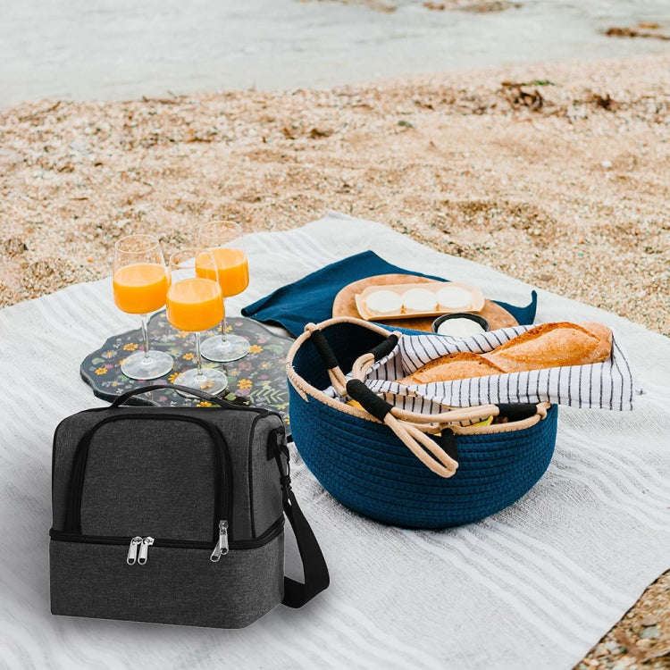 Double-Layer Outdoor Fresh Cooler Bag Mommy Bottle Bag Portable Lunch Insulated Bag(Wine Red)