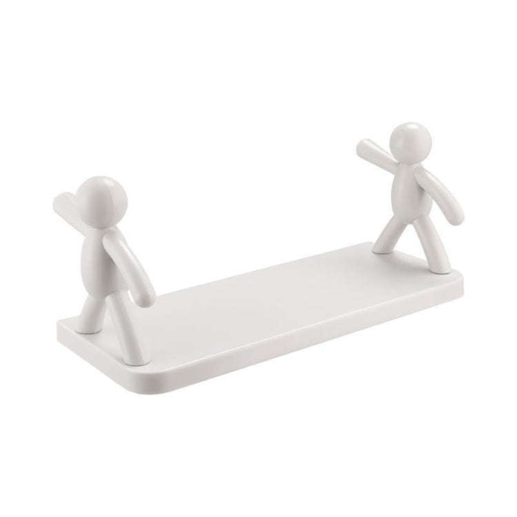 2pcs Small Person Shape Simple Wall Mounted Suction Cup Shelf Bathroom Cosmetic Storage(Gray)