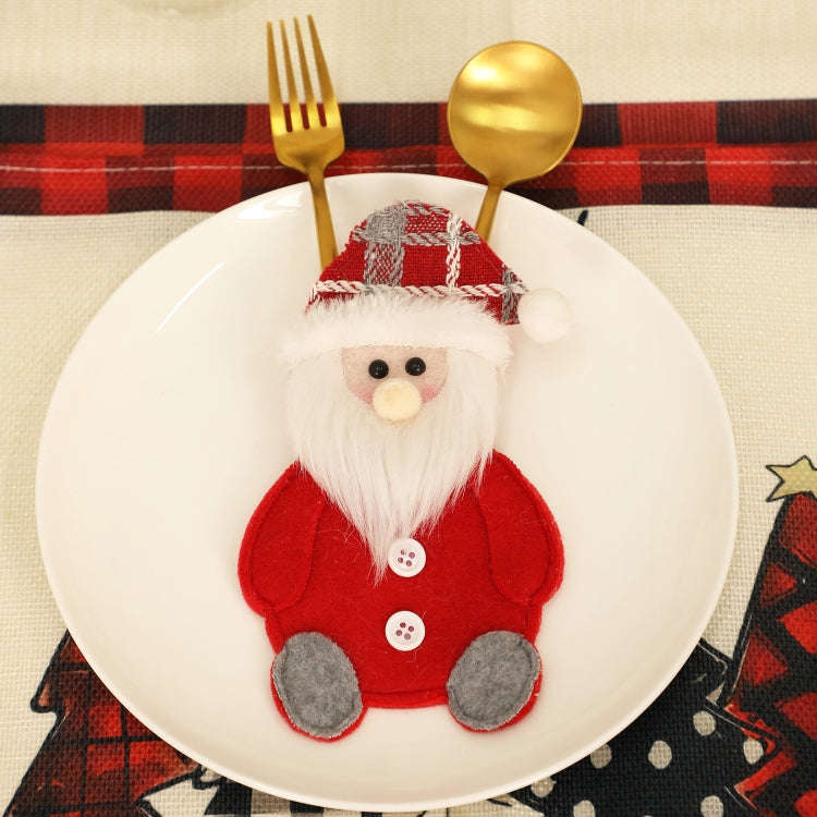 Christmas Table Decorations Home Cartoon Knife and Fork Cover(Old Man)