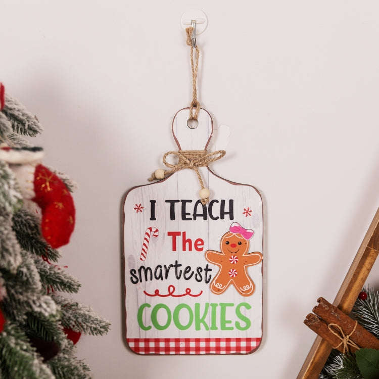 Christmas Gingerbread Man Decoration Wooden Sign Ornaments Store Welcome Pendant(White)