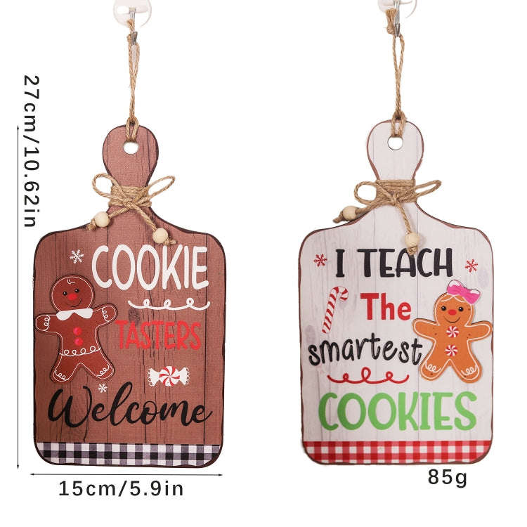 Christmas Gingerbread Man Decoration Wooden Sign Ornaments Store Welcome Pendant(Brown)