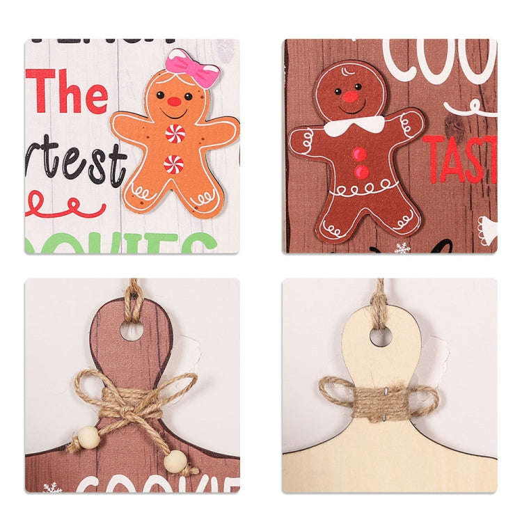 Christmas Gingerbread Man Decoration Wooden Sign Ornaments Store Welcome Pendant(Brown)