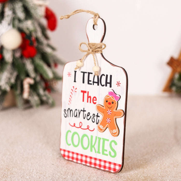 Christmas Gingerbread Man Decoration Wooden Sign Ornaments Store Welcome Pendant(Brown)