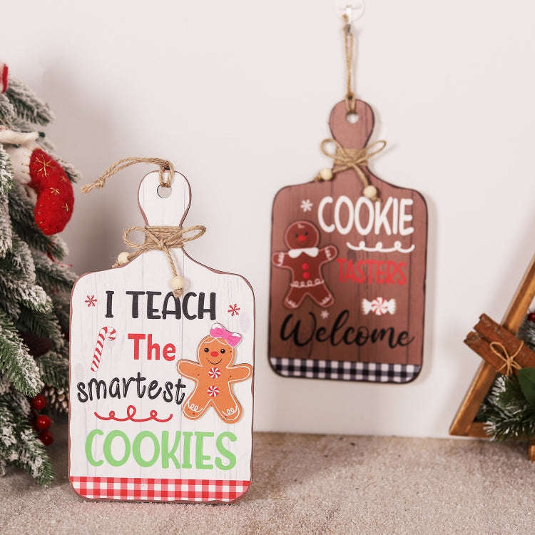 Christmas Gingerbread Man Decoration Wooden Sign Ornaments Store Welcome Pendant(Brown)