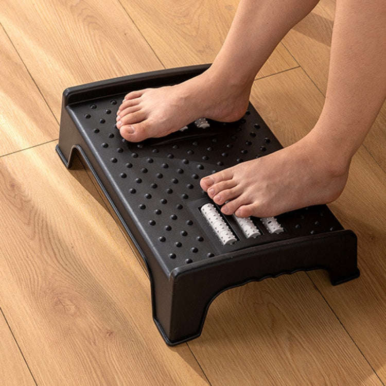 Double-row Roller Massage Foot Pedal Footrest Under the Table(Black)