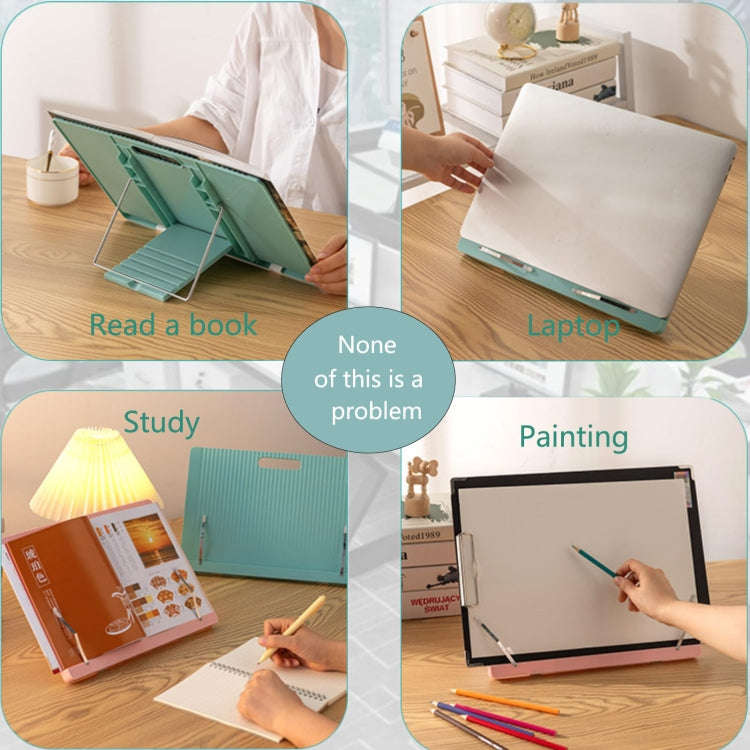 Student Reading Stand Desktop Adjustable Book Holder Folding Tablet Stand(Blue)