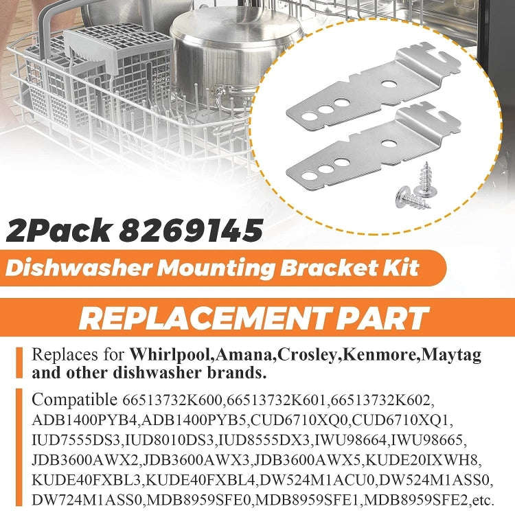 8269145 Dishwasher Mounting Bracket Kit For Whirlpool, Amana, Crosley, Kenmore, Maytag, And Other...