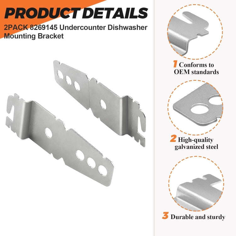 8269145 Dishwasher Mounting Bracket Kit For Whirlpool, Amana, Crosley, Kenmore, Maytag, And Other...
