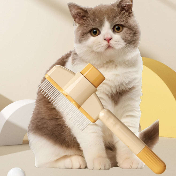 Knotting Hair Removal Cat Comb Pet Self-Cleaning Detangling Comb(Yellow)