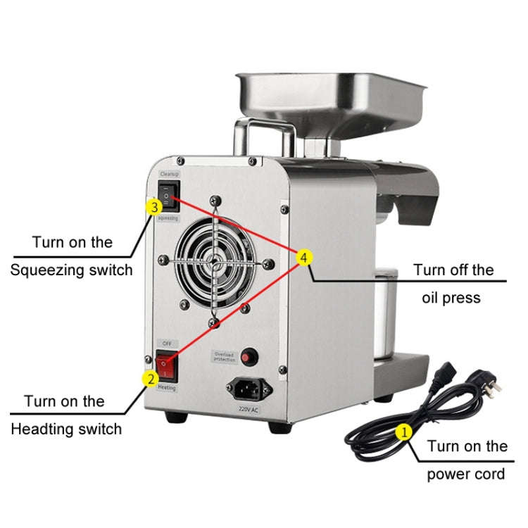 Household Small Automatic Stainless Steel Hot And Cold Oil Press Machine(EU Plug)