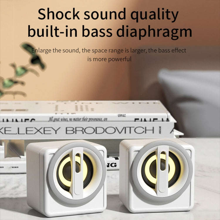 K1 Mini Desktop Computer Wired Speakers USB Subwoofer Speaker, Color: Light Edition White