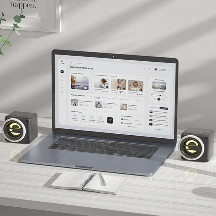 K1 Mini Desktop Computer Wired Speakers USB Subwoofer Speaker, Color: Light Edition White
