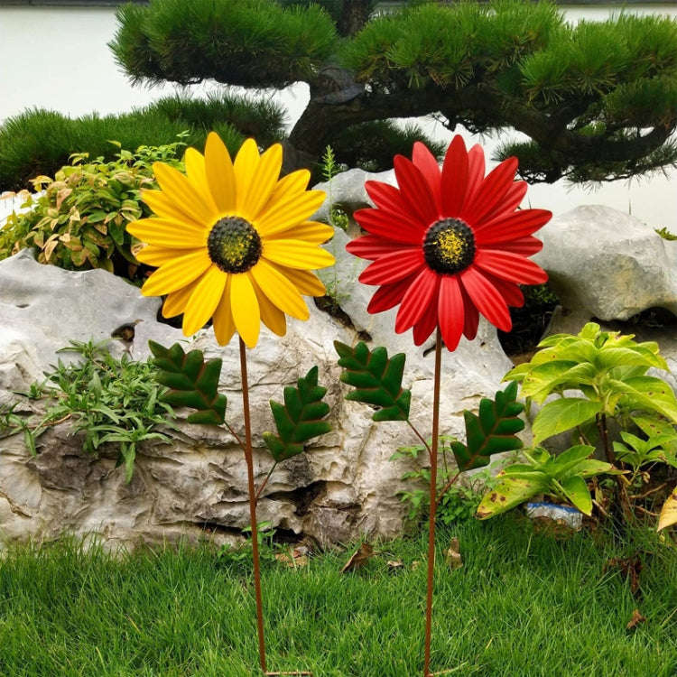 Outdoor Lawn Garden Landscape Arrangement Decorative Iron Flower Inserts(Red)