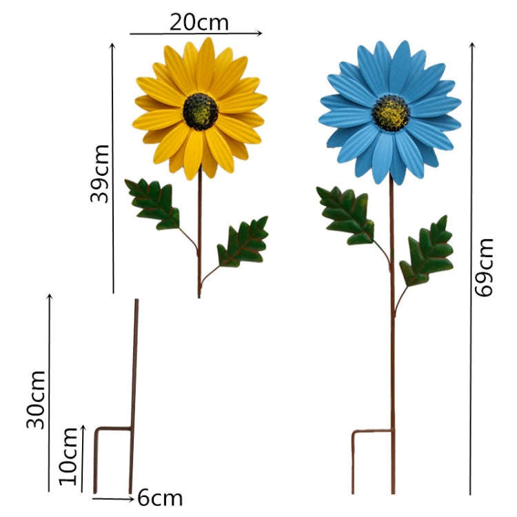 Outdoor Lawn Garden Landscape Arrangement Decorative Iron Flower Inserts(Yellow)