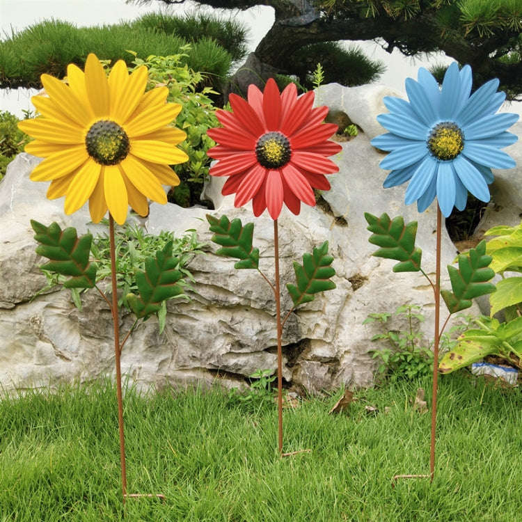 Outdoor Lawn Garden Landscape Arrangement Decorative Iron Flower Inserts(Yellow)