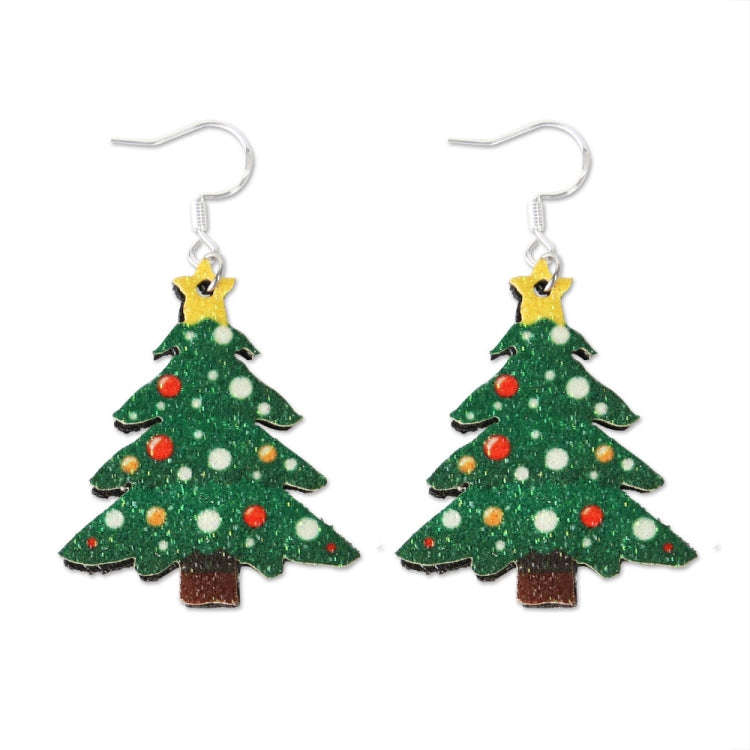 Christmas Element Cartoon Decoration Earrings Shiny Earrings, Spec: Tree