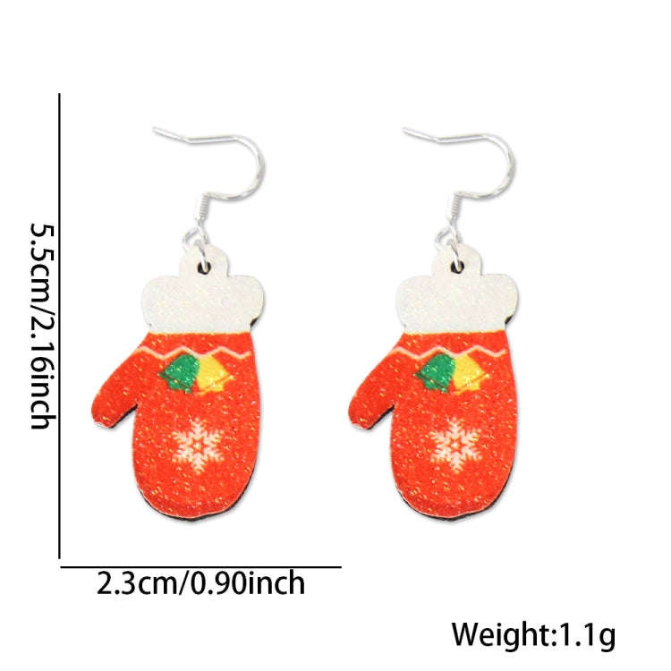 Christmas Element Cartoon Decoration Earrings Shiny Earrings, Spec: Red Gloves