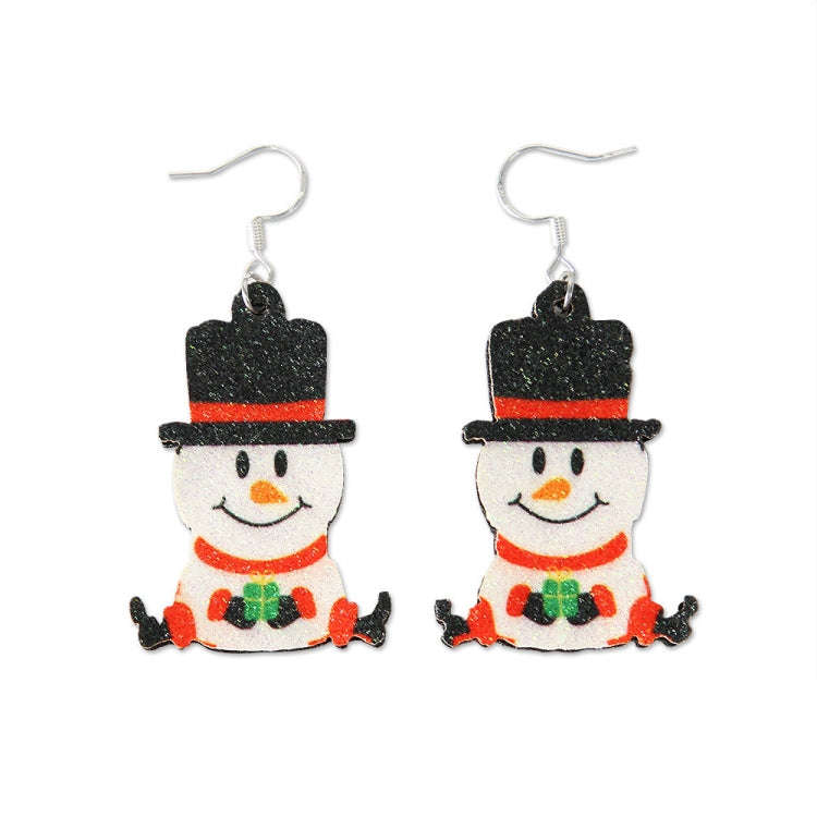 Christmas Element Cartoon Decoration Earrings Shiny Earrings, Spec: Snowman