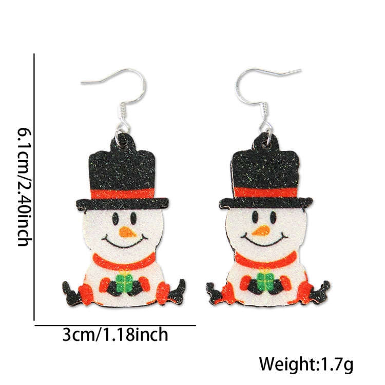 Christmas Element Cartoon Decoration Earrings Shiny Earrings, Spec: Snowman