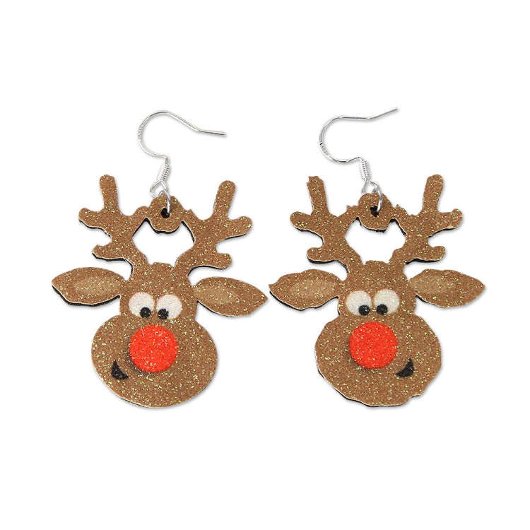 Christmas Element Cartoon Decoration Earrings Shiny Earrings, Spec: Elk