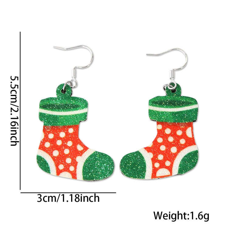 Christmas Element Cartoon Decoration Earrings Shiny Earrings, Spec: Sock