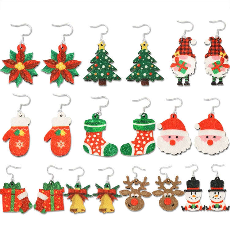 Christmas Element Cartoon Decoration Earrings Shiny Earrings, Spec: Snowman