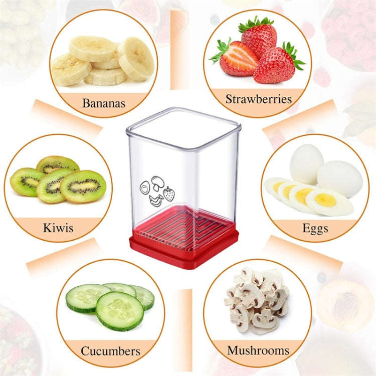 Multifunctional Household Kitchen Fruit And Vegetable Slicer With Push Plate(Red)