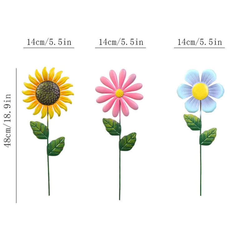 3pcs / Set Outdoor Lawn Patio Decoration Iron Flower Inserts