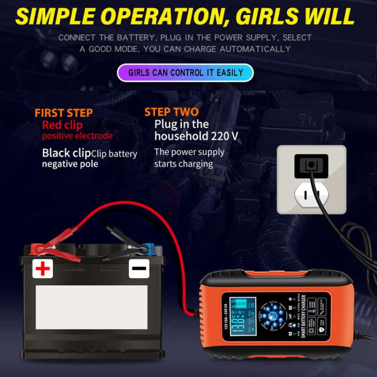 ANHTCzyx 12V/24V 6-180AH 7-Stage Smart Car Motorcycle Battery Charger(AU Plug)