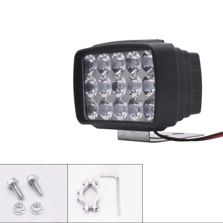 15W Electric Motorcycle External Strong LED Headlight, Specifications: With Screws + Pipe Clamps
