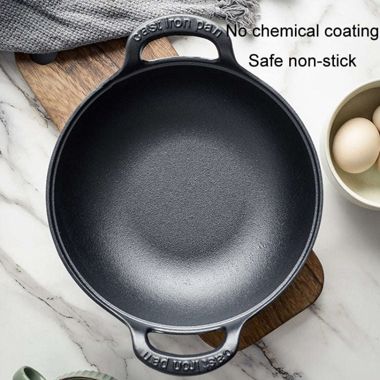 25cm Cast Iron Frying Pan Stewpot Universal Uncoated Non-Stick Casserole