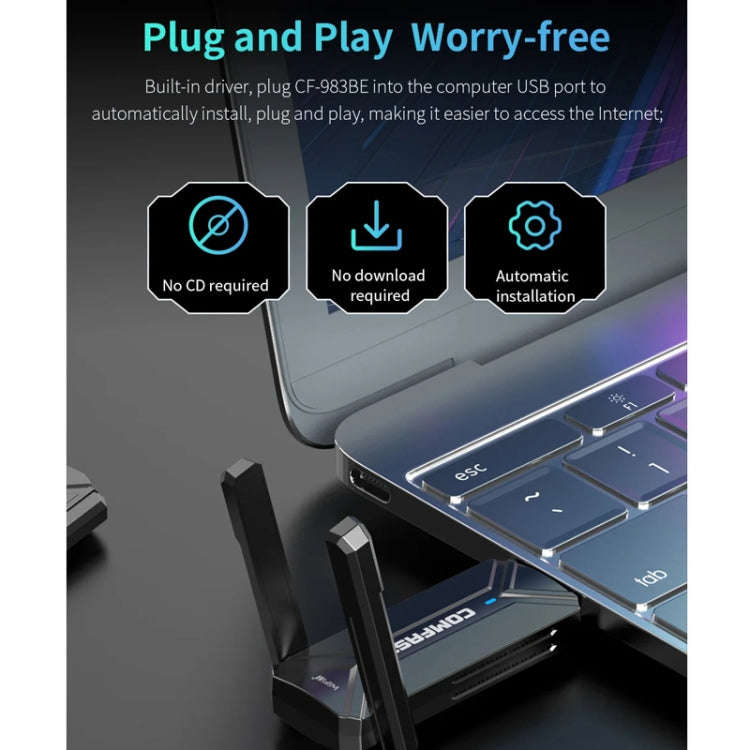 COMFAST CF-983BE WiFi7 Tri-Band 6500Mbps USB Wireless Network Adapter PC Network Card