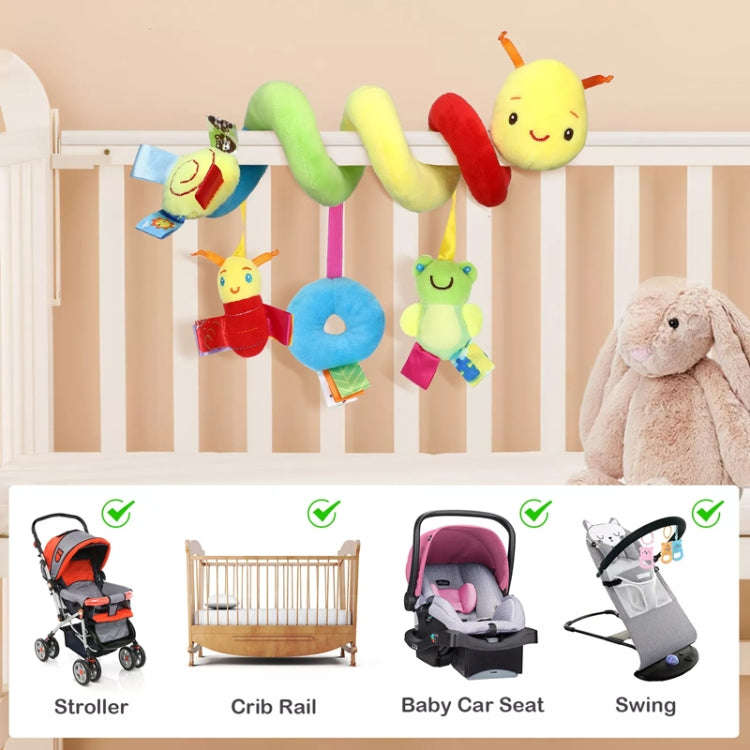 H033B Baby Caterpillar Cot Spiral Toy Cartoon Animal Baby With Rattle Bee Pram Hanging Soothing Toy