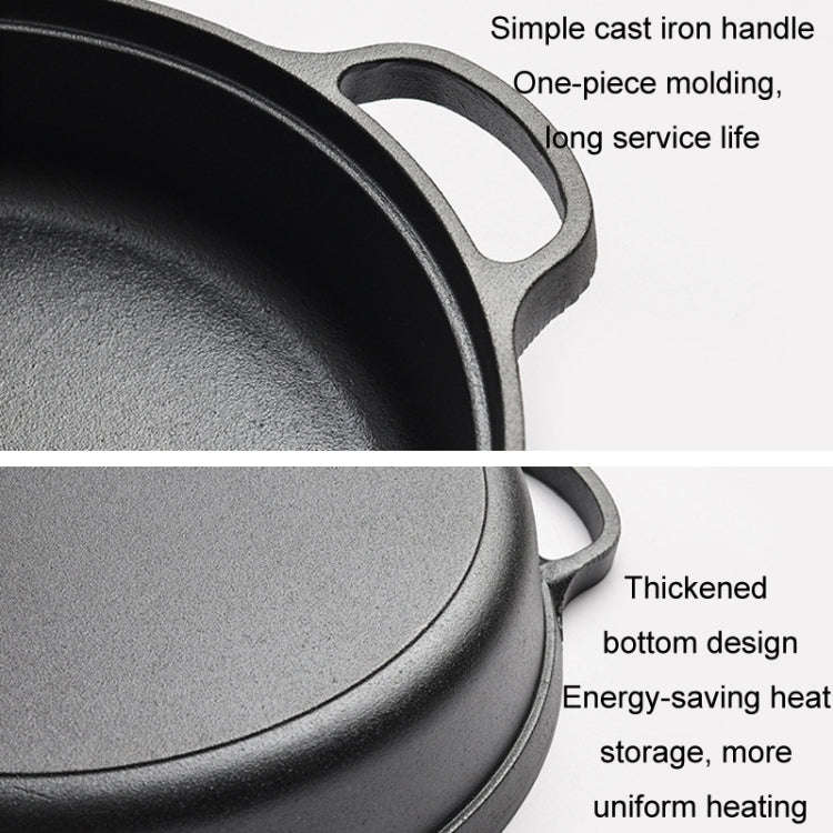33cm Cast Iron Cooking Pot Wok Nonstick Frying Pan Restaurant Kitchen Skillet Camping Cooker