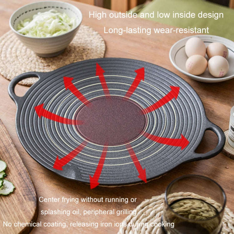 35cm Cast Iron Threaded Grill Pan Outdoor Non-Stick Frying Pan Uncoated Teppanyaki Pot