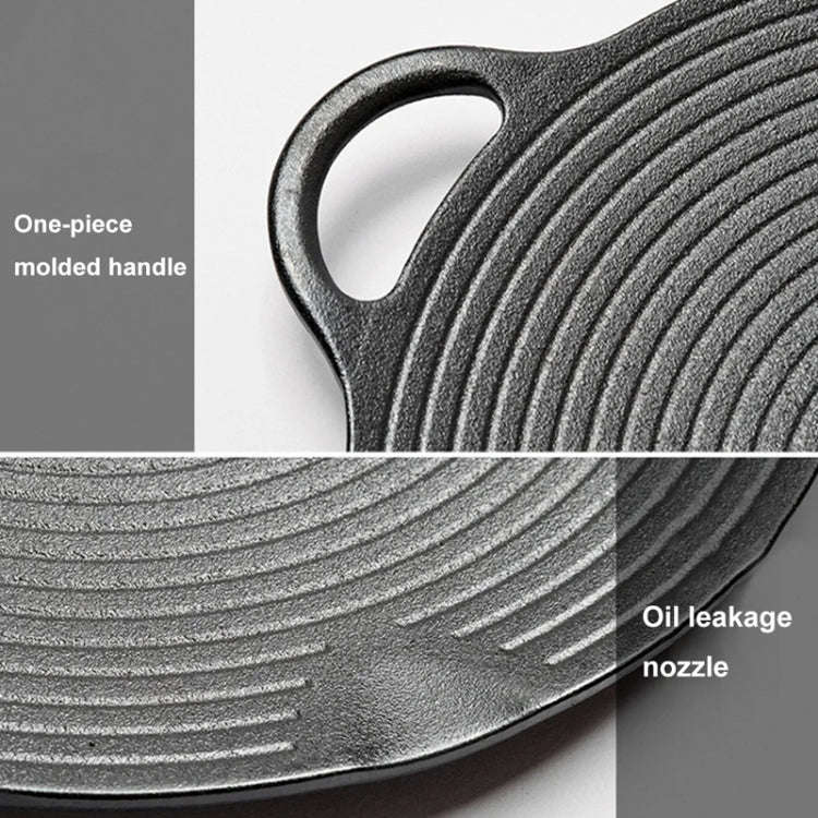 35cm Cast Iron Threaded Grill Pan Outdoor Non-Stick Frying Pan Uncoated Teppanyaki Pot