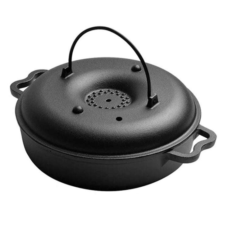 25cm Cast Iron Sukiyaki Pot Roast Sweet Potato Pot Round Barbecue Grill Pan With Lid Turkey Roast...