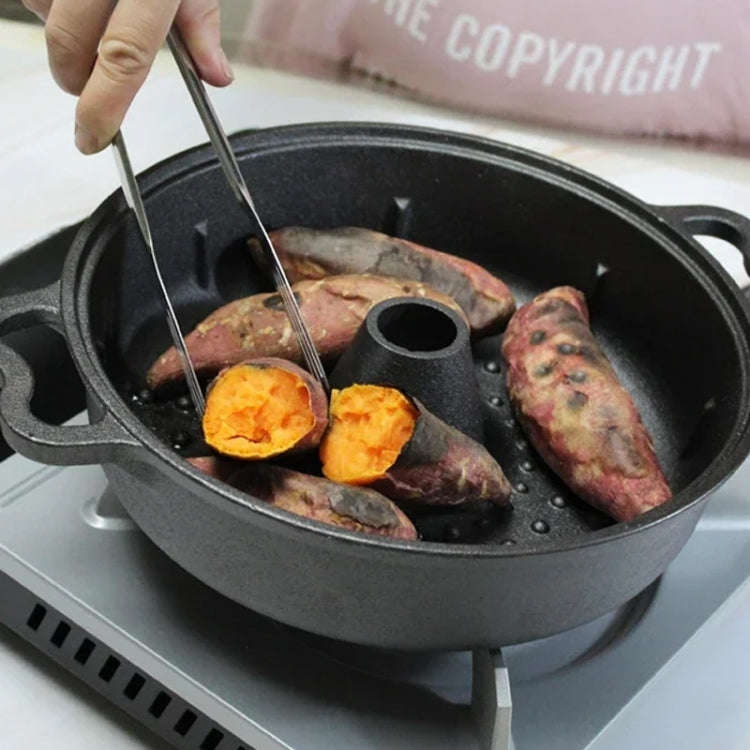 22cm Cast Iron Sukiyaki Pot Roast Sweet Potato Pot Round Barbecue Grill Pan With Lid Turkey Roast...