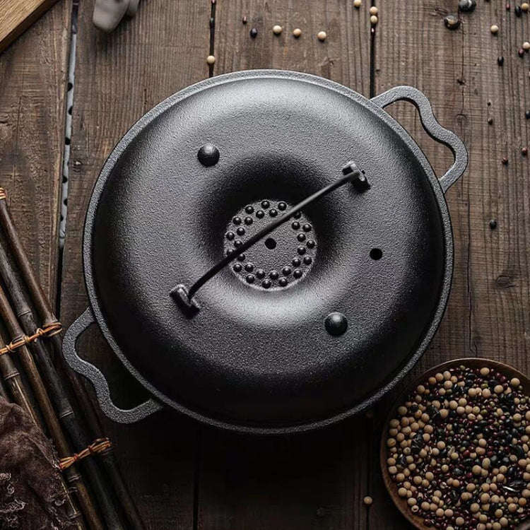28cm Cast Iron Sukiyaki Pot Roast Sweet Potato Pot Round Barbecue Grill Pan With Lid Turkey Roast...
