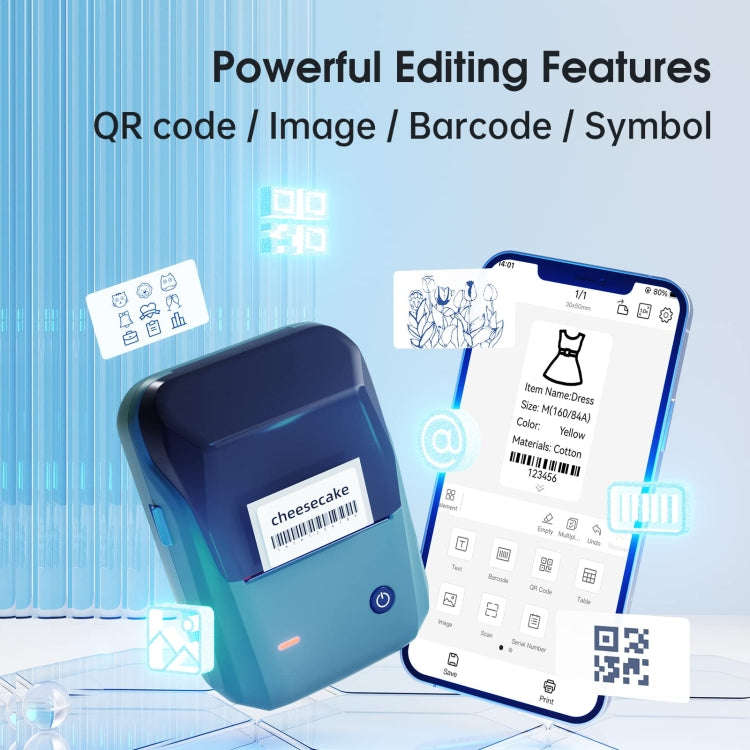 NIIMBOT Portable Bluetooth Sticker Label Thermal Printer(Flowing Silver English)