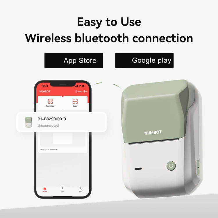 NIIMBOT Portable Bluetooth Sticker Label Thermal Printer(Worm Green English)