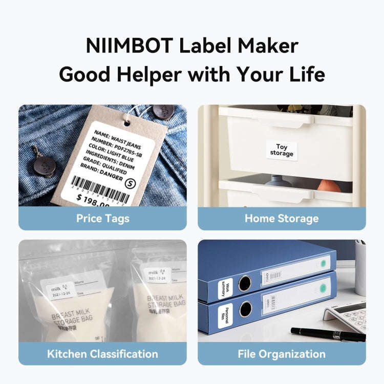 NIIMBOT Portable Bluetooth Sticker Label Thermal Printer(Flowing Silver English)