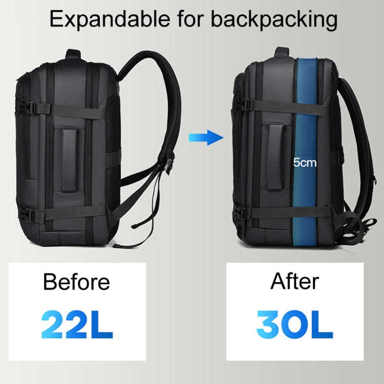 WEIXIER B726 Simple Expandable Double-Shoulder Backpack Large Capacity Business Casual Bag(Black)