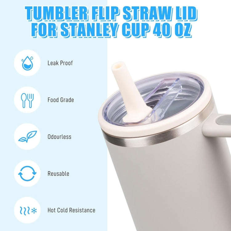 For Stanley 40oz Adventure Quencher Transparent Straw Lid Replacement Parts, Spec: White