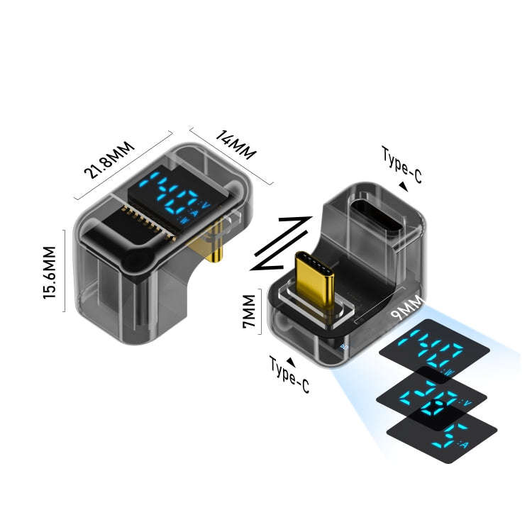 Type-C Digital Display U Type Adaptor 180 Degree Elbow 140W 4.0 Adaptor(Light Black)